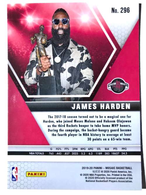 2019-2020 Panini Mosaic James Harden MVP Insert #296