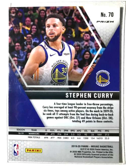 2019 Panini Mosaic Stephan Curry SILVER