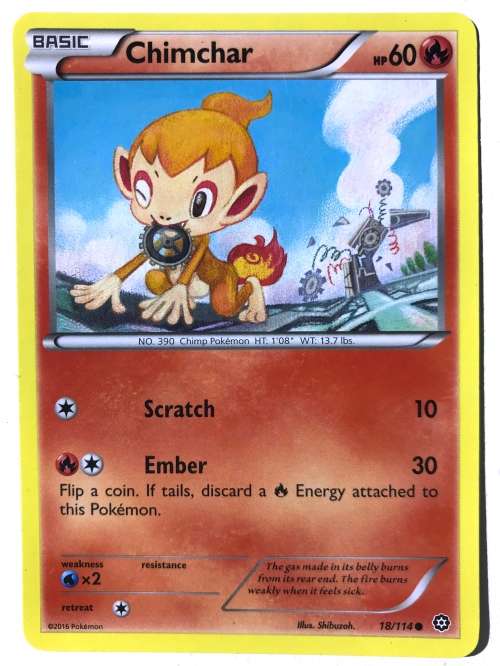 2016 Pokemon TCG Card Steam Seige Chimchar 18/114