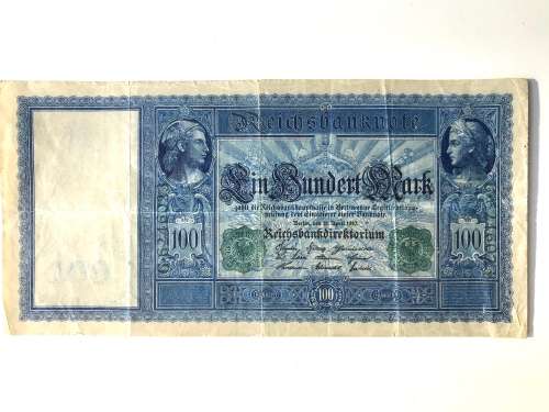 1910 Germany 100 Mark Green Series Reich bank note
