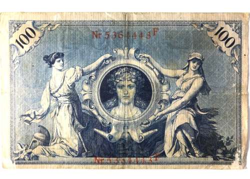 1908 100 Reichs Bank Note Germany