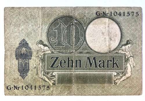 1906 Germany 10 Zehn Mark Bank Note