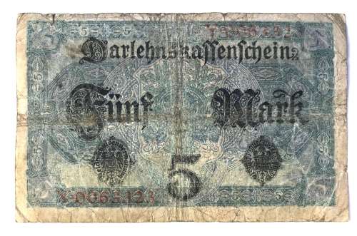 1917 Germany 5 Mark Bank Note