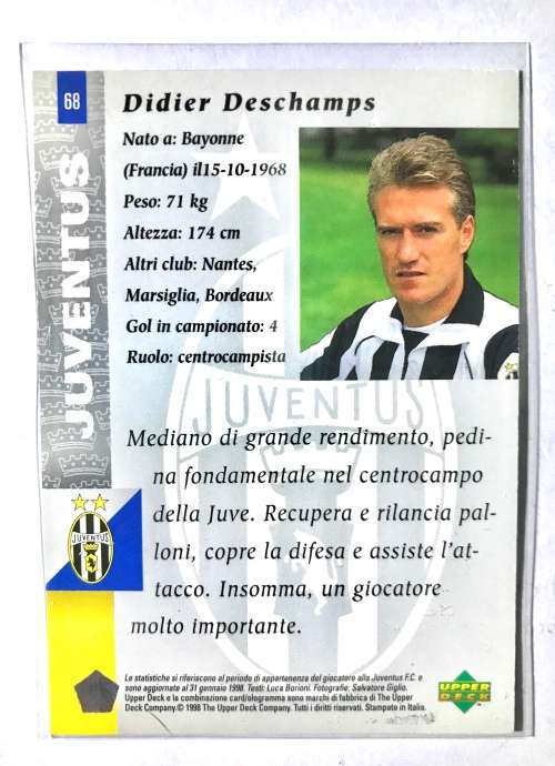 1998 Upper Deck Didier Deschamps Juventus