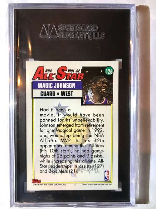 1992 TOPPS MAGIC JOHNSON ALL STAR CARD #126 SGC 9 MINT