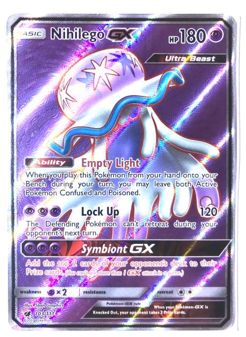 Pokemon Card Crimson Invasion Full Art Nihilego GX 103/111 ULTRA RARE