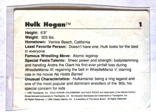 1990 Classic WWF Hulk Hogan #1
