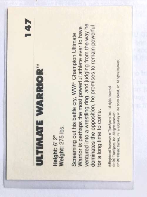 1990 Classic WWF Series 2: Wrestlemania Ultimate Warrior The #147