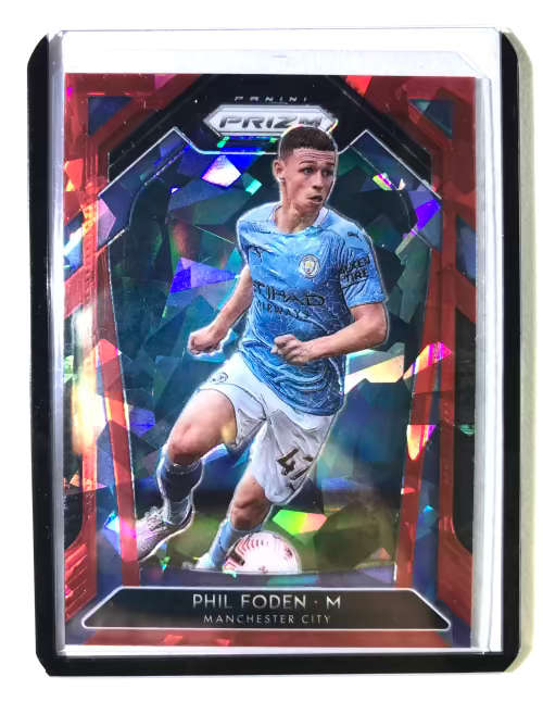 2020-21 Panini Prizm Premier League Phil Foden Red Cracked Ice, Manchester City