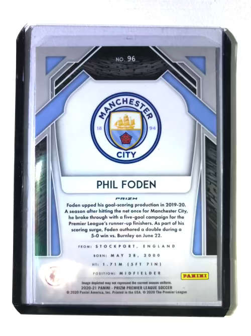 2020-21 Panini Prizm Premier League Phil Foden Red Cracked Ice, Manchester City
