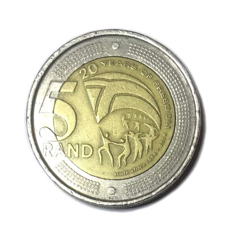 2014 South Africa 5 Rand 20yrs Of Freedom