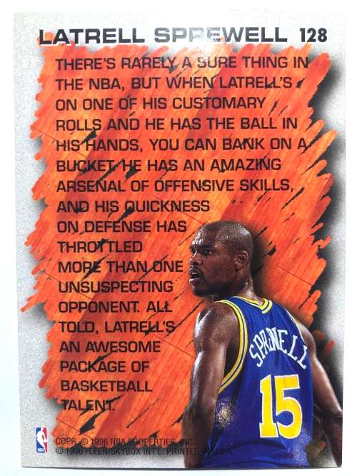 1996-97 Fleer NBA basketball Hardwood leader Latrell Sprewell 128 Insert