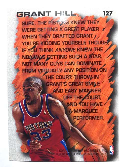 1996-97 Fleer nba basketball Hardwood leader Grant hill #127 Insert