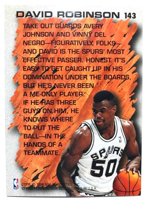 1996-97 Fleer nba basketball Hardwood leader David Robinson    #143 Insert
