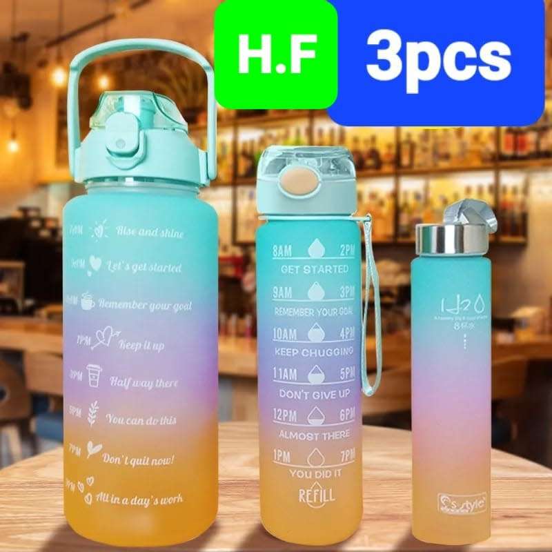 3 pieces ombre timer water bottles