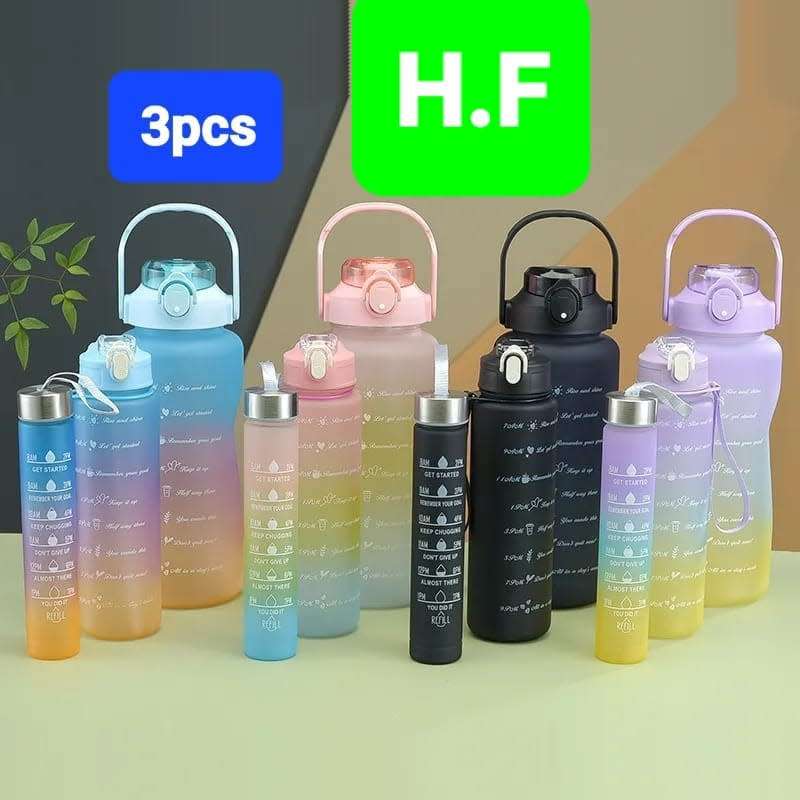 3 pieces ombre timer water bottles