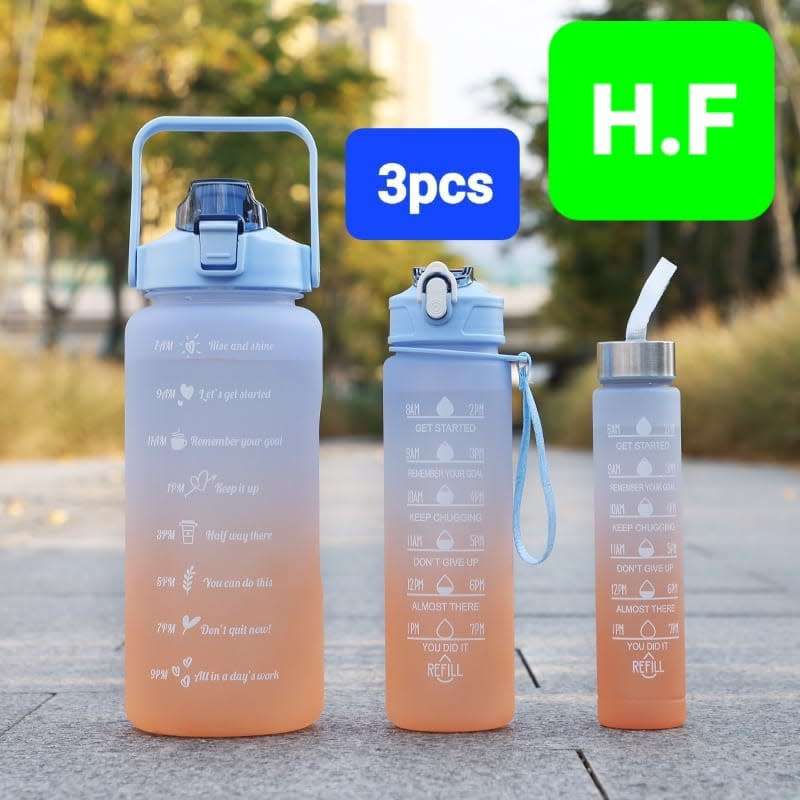 3 pieces ombre timer water bottles