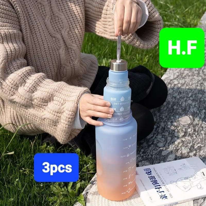 3 pieces ombre timer water bottles