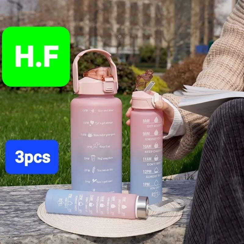 3 pieces ombre timer water bottles