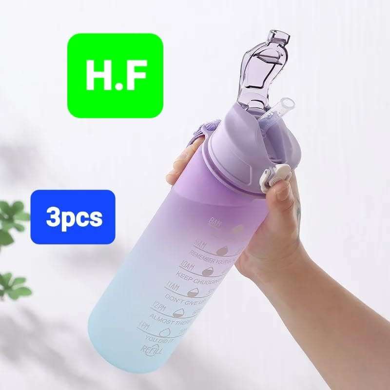 3 pieces ombre timer water bottles