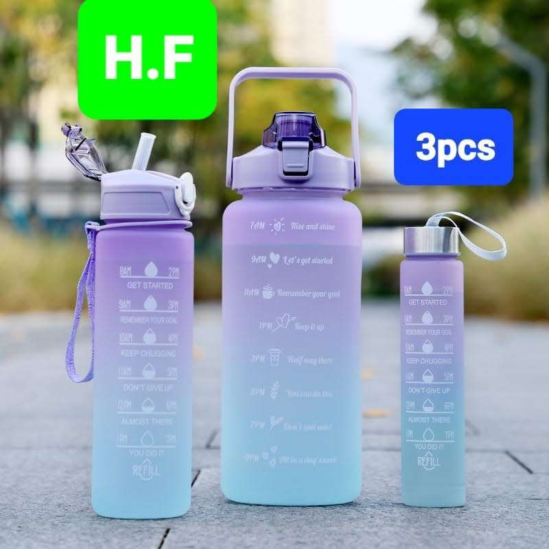 3 pieces ombre timer water bottles