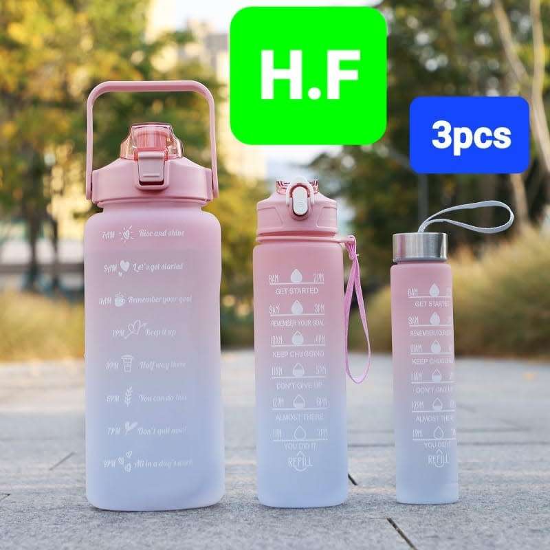3 pieces ombre timer water bottles