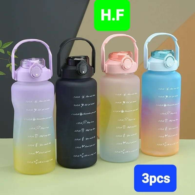 3 pieces ombre timer water bottles