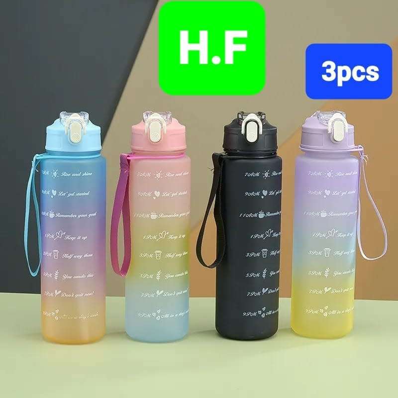 3 pieces ombre timer water bottles