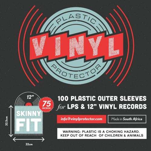 Vinyl Protector - 12 Plastic Outer Record Sleeves SKINNY FIT