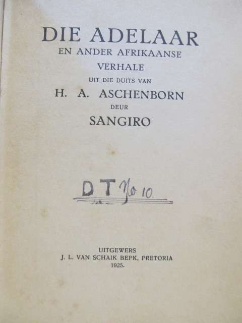 Sangiro - Oorvertaal - (H A Aschenborn)  -  Die Adelaar en ander afrikaanse verhale