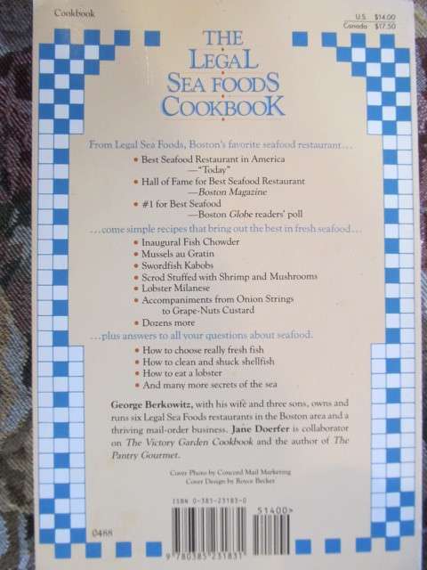 The legal sea foods cookbook -  Berkowitz and Doerfer