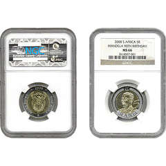 **MS66**RSA 2008 MANDELA B-DAY R5 COINS!!!!NGC GRADED MS66**GREAT INVESTMENT**