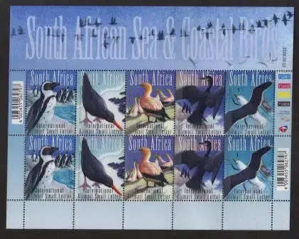 RSA 2009 SEA AND COASTAL BIRDS INTERNATIONAL AIRMAIL SMALL LETTER RATE MNH FULL SHEET