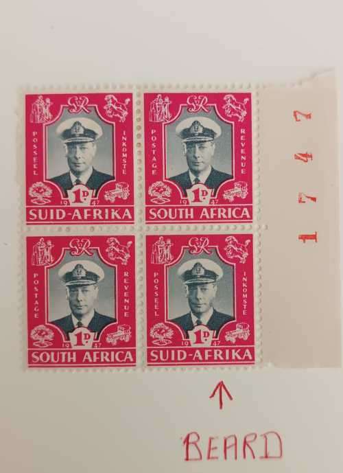 STAMP - UNION SA - 1947 - KING GEORGE VI - MH - BEARD VARIETY