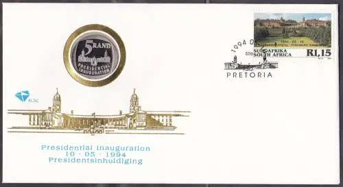 RSA - MANDELA, 1994 COIN COVER 6.3c WITH PROOF COIN