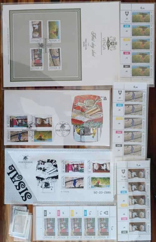 VENDA SACC 55 - 58 - UM SET OF SINGLES , FDC 1.10, COLLECTORS SHEET 1.10.5, BULLETIN 10 AND CONTROLS