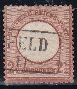 GERMAN REICH - 1872 ARMS EMBOSSED, 2&1/2 GROSCHEN SINGLE, FINE USED - CV:R2990!!!!!