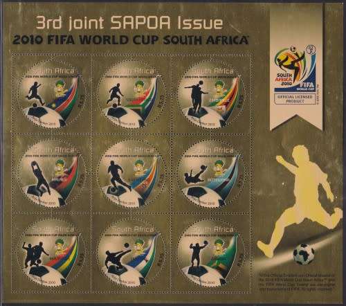 RSA - 2010 FIFA WORLD CUP SOUTH AFRICA: 3RD JOINT SAPOA ISSUE, FULL SHEET - FINE U/M!!!!!