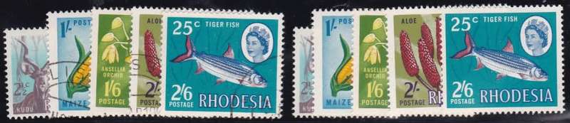 RHODESIA - QE2 DUAL CURRENCY SETS, FINE U/M + FINE USED SINGLES - CV:R945!!!!!