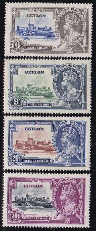 CEYLON - 1935 KGV SILVER JUBILEE, SET OF 4 SINGLES - FINE LIGHTLY M/M!!!!!