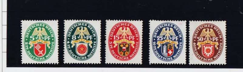 GERMAN REICH 1929-WELFARE FUND-FINE MM SET OF 5-CV R2050.00-SG 451-455-SCARCE SET