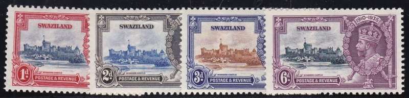 SWAZILAND - 1935 KGV SILVER JUBILEE, SET OF 4 SINGLES - FINE LIGHTLY M/M!!!!!