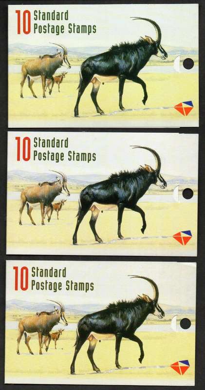 RSA 1998 REDRAWN ANTELOPE BOOKLET ISSUE (BOOKLET NO 35) (X3) MINT. TOTAL CV R420. AS PER SCANS.