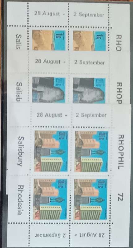 RHODESIA - RHOPHIL 72 SET OF 3 FINE UNMOUNTED MINT - IMPERF AT TOP