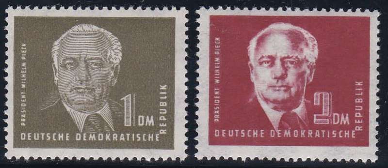 GERMANY EAST DDR - 1950 PRESIDENT PIECK, 1DM + 2DM SINGLES, FINE M/M - CV:R1750!!!!