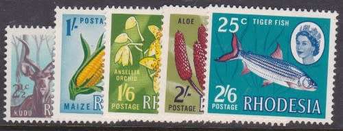 RHODESIA - 1967 QE2 DUAL CURRENCY, FINE U/M SET OF 5 SINGLES - CV:R460!!!!!