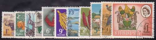 RHODESIA - 1966 MARDON PRINTING, FINE USED SET OF 11 SINGLES - CV: R930!!!!!