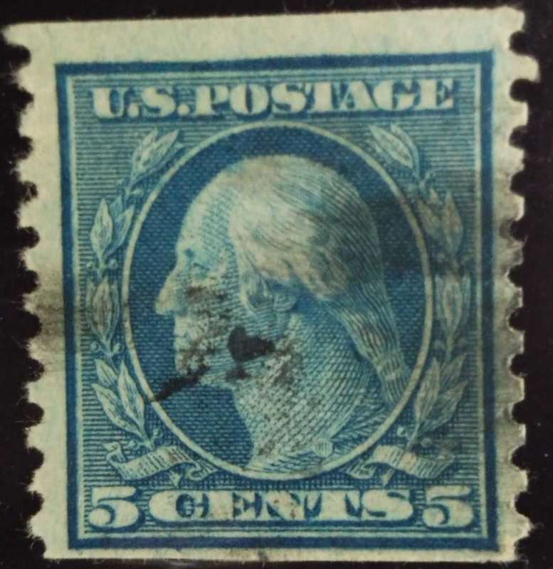 USA 1916 - George Washington 5c Coil Stamp - No Watermark - 22mm High Perf 10
