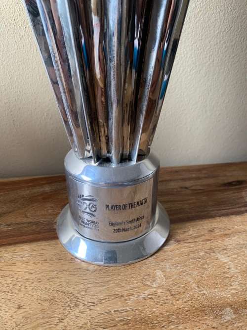 RARE man of the match trophy. AB de Villiers. t20 world cup.