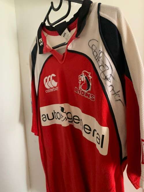 Signed suer rugby lions match worn jersey. walter venter